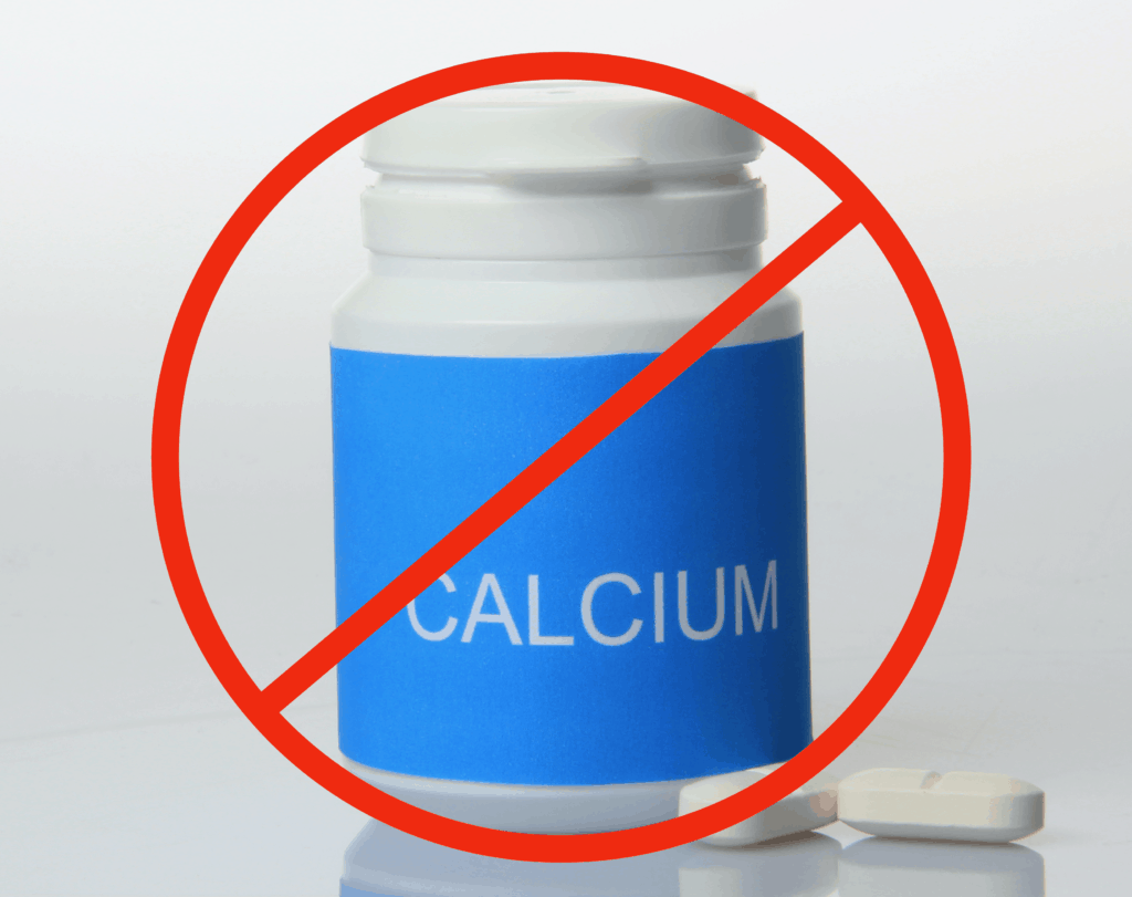 calcium supplements with red "no" circle