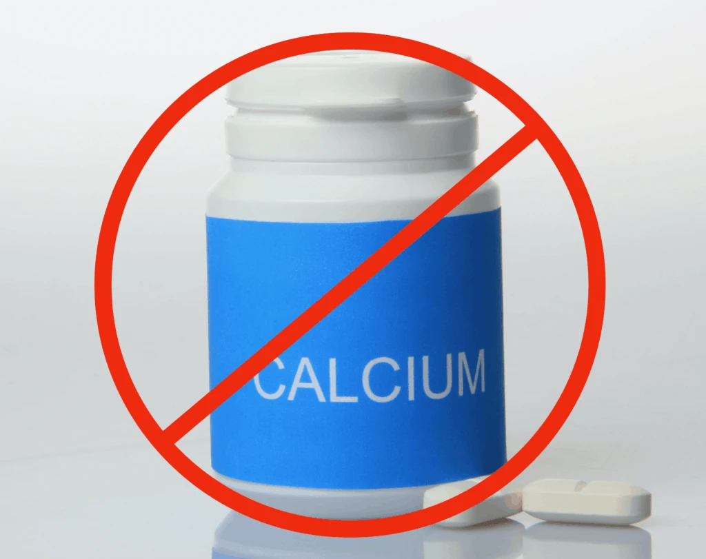 calcium supplements with red "no" circle