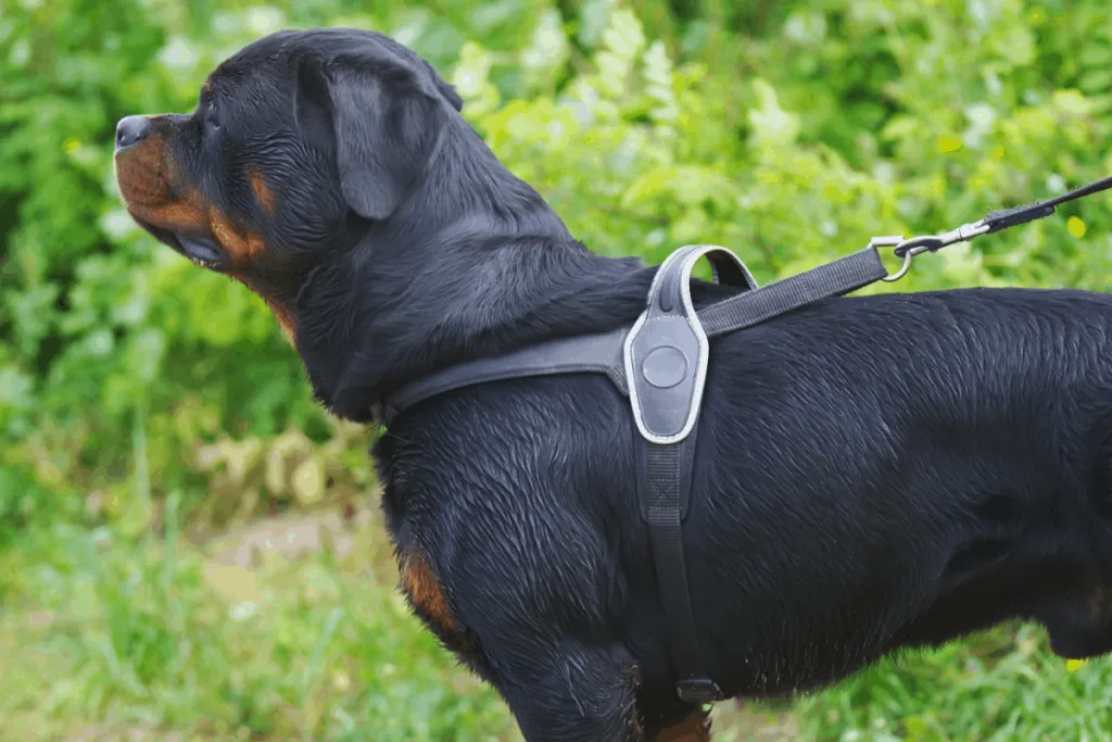 Rottweiler in harness